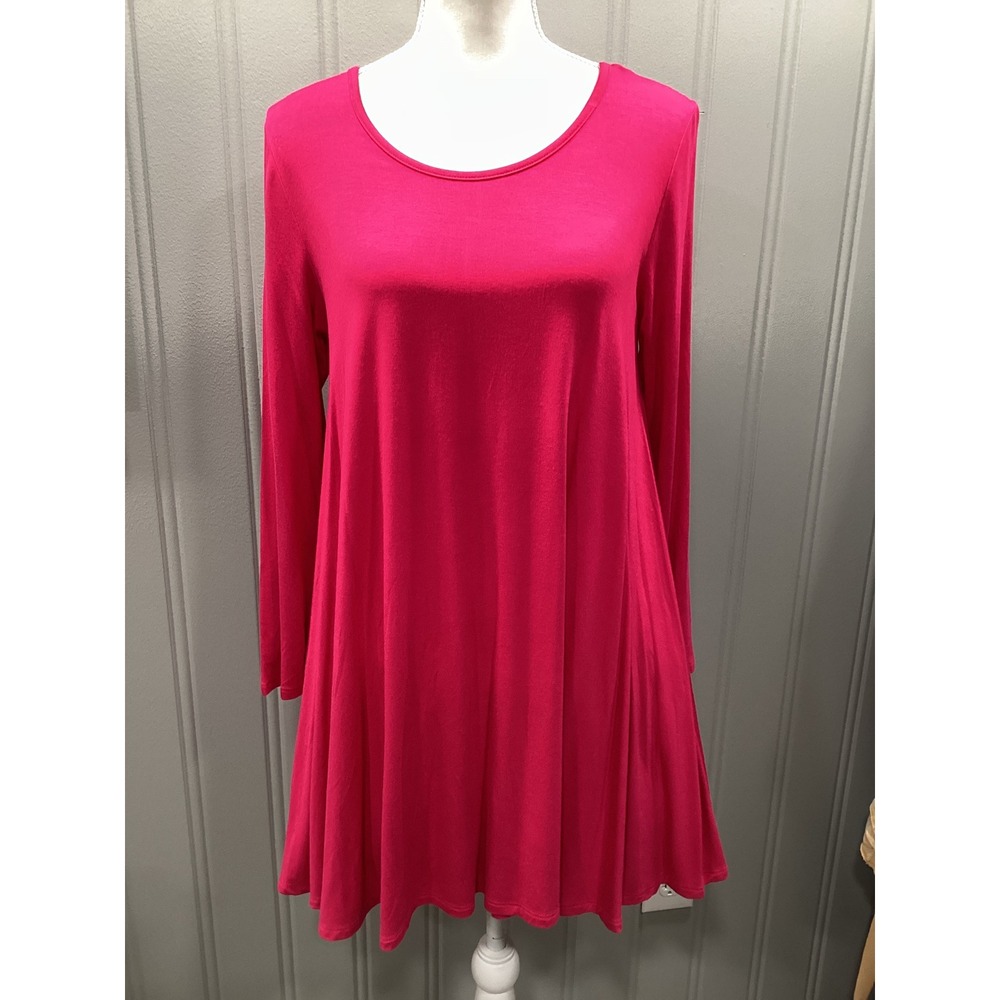 Emerald USA Pink Long Sleeve Swing Tunic Top Women's Size S